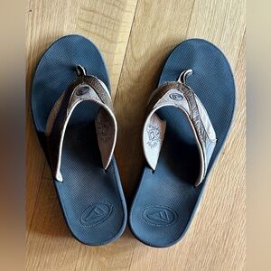 REEF men’s ‘Fanning’ leather upper flip flops